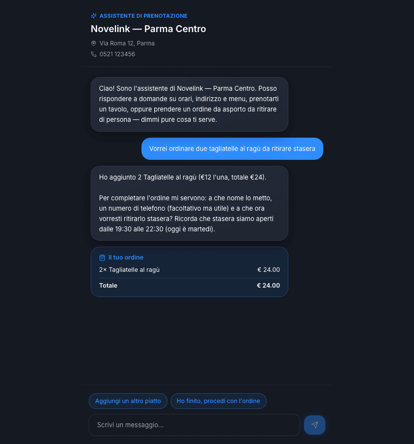 Il tuo assistente prende anche ordini da asporto