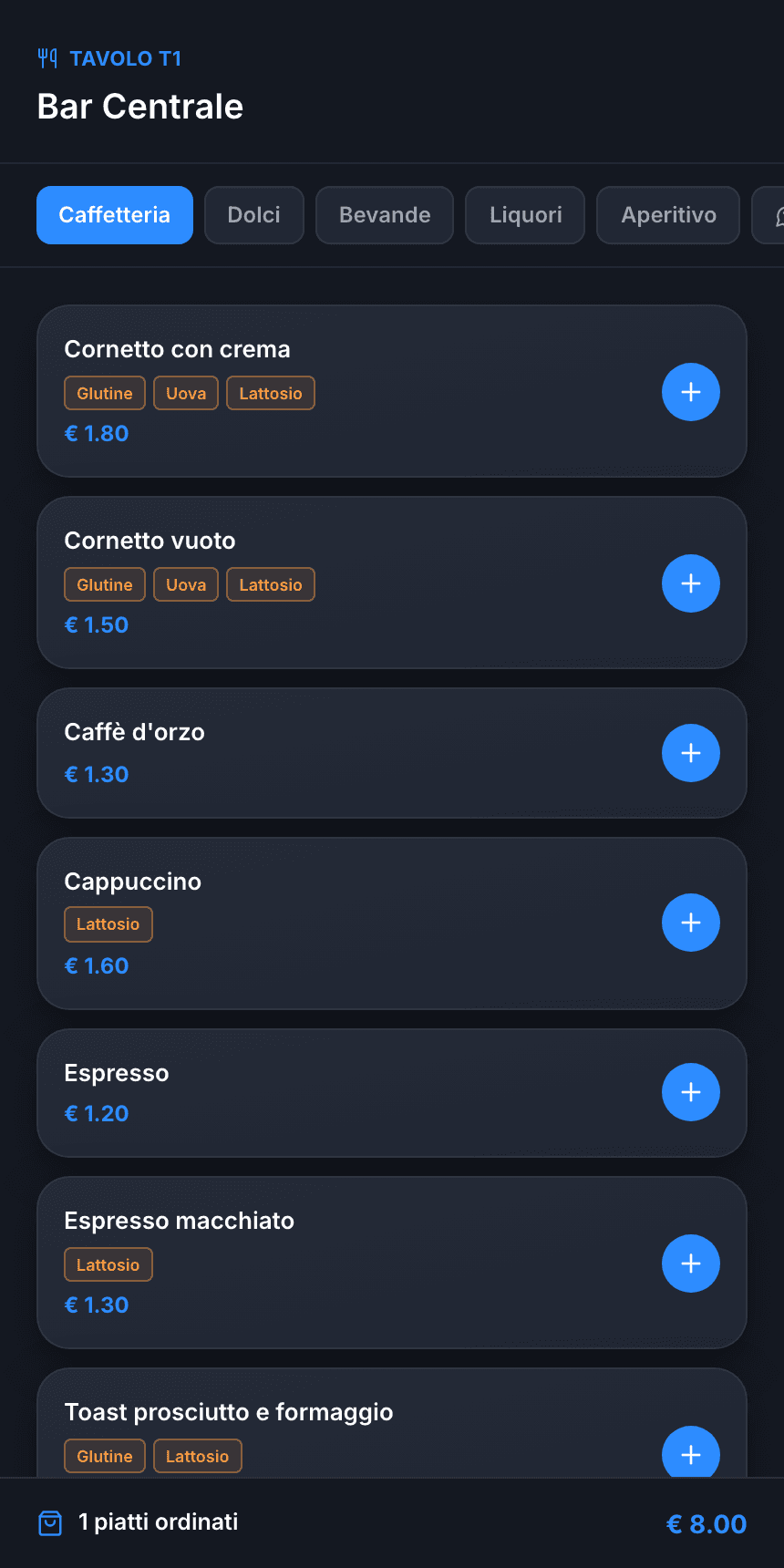Il cliente ordina, il bancone lo vede subito